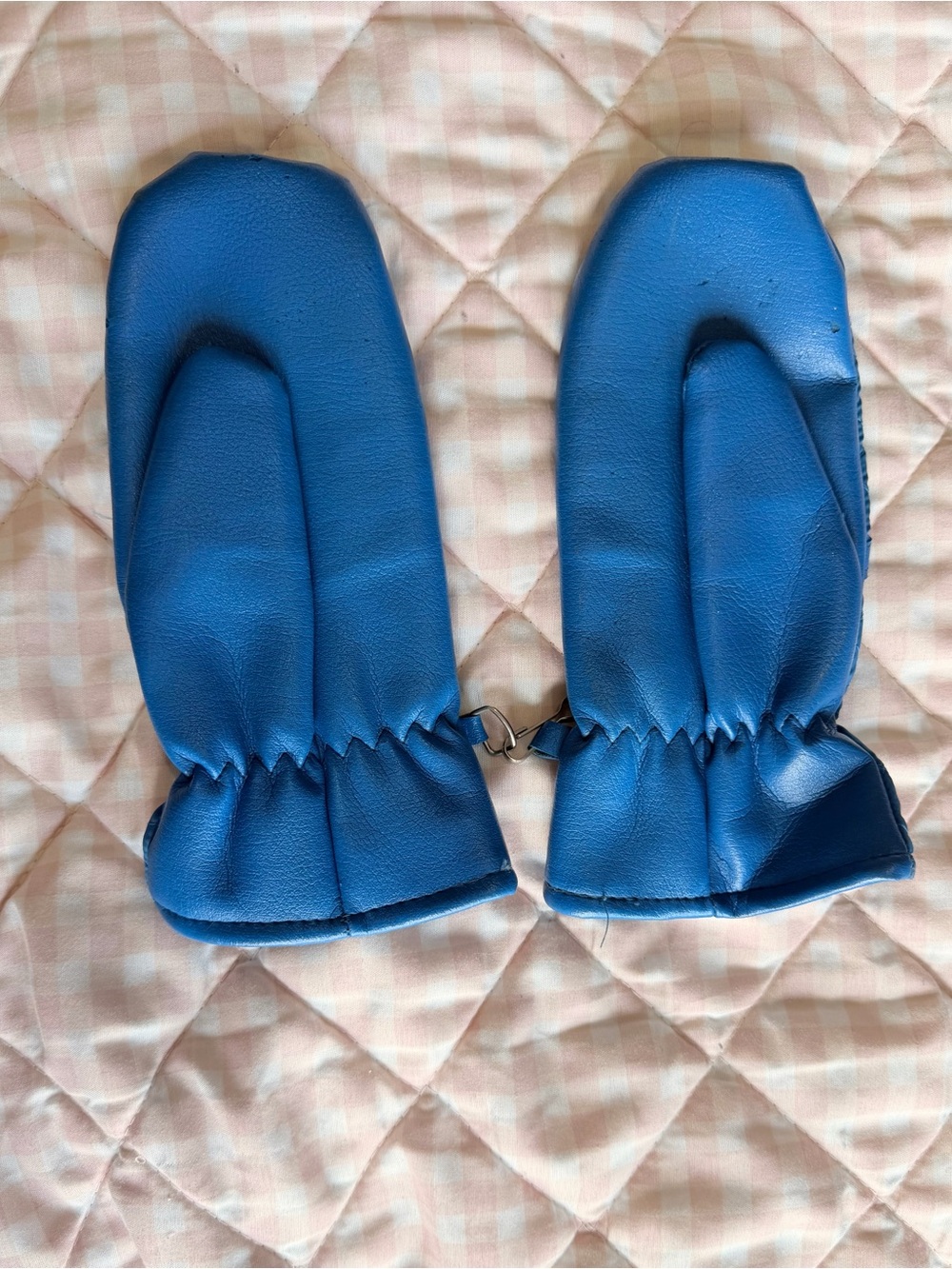 Vintage 70s 80s Blue Quilted Ski Mittens Made in Japan One Size